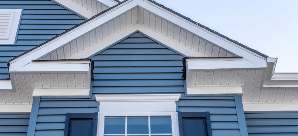 house with blue vinyl siding