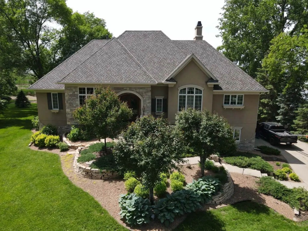 Front view freshly shingled roof