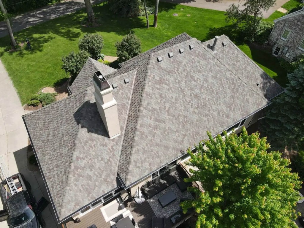 Shingled Roof with Chimney